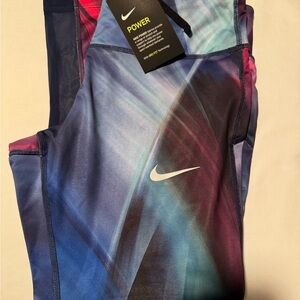 Nike Running Blue and Pink Power Leggings